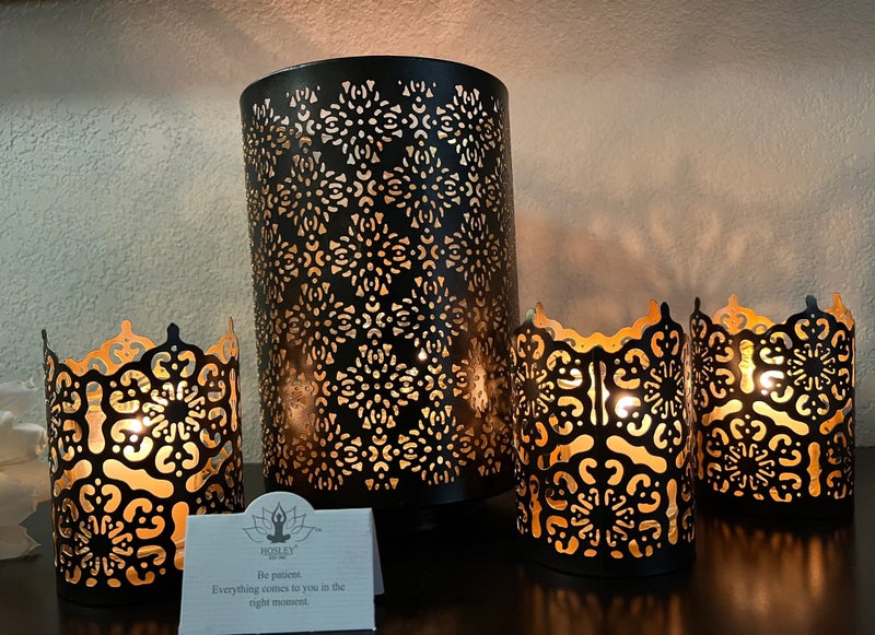 Hosley Diamond Cut Candle Holder 8 Inch Height Ideal Gift for Wedding Spa Lantern Reiki Decor LED Candles P9 - Image 2